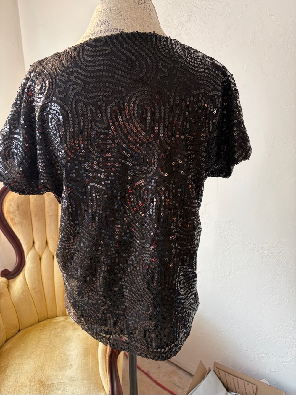 Michael Kors Black Sequin Short-Sleeve Tee